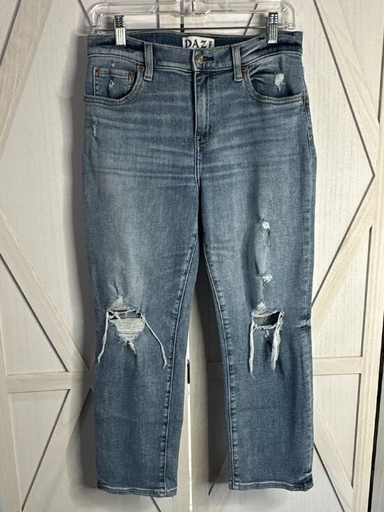 Daze Denim Denim - Daze Denim Distressed Straight Leg Jeans 29P Fresh Light Wash